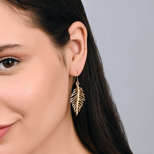 London Women's Gold Leaf Drop Earring