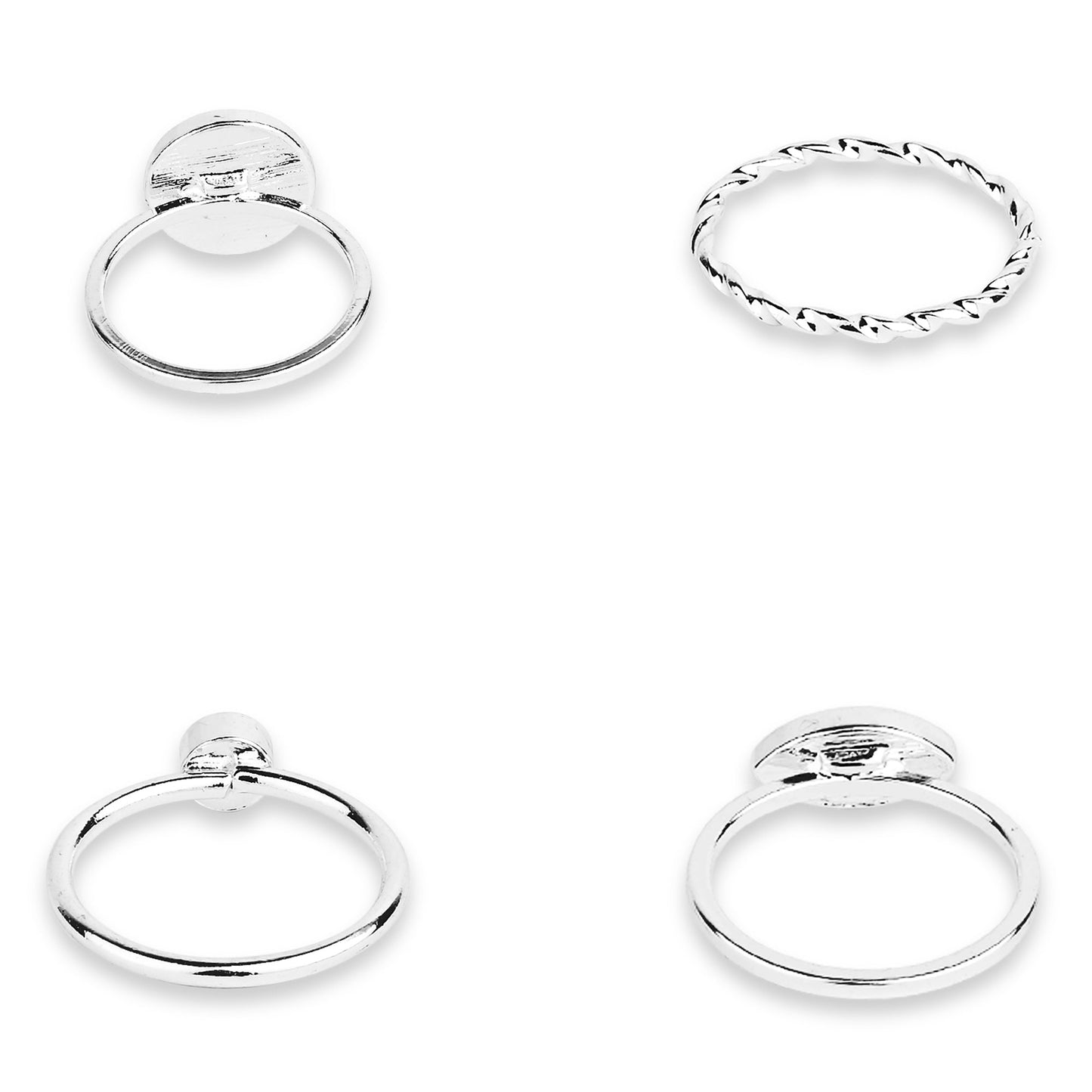 London Women's Silver Evil Eye Ring Pack Of 4-Small