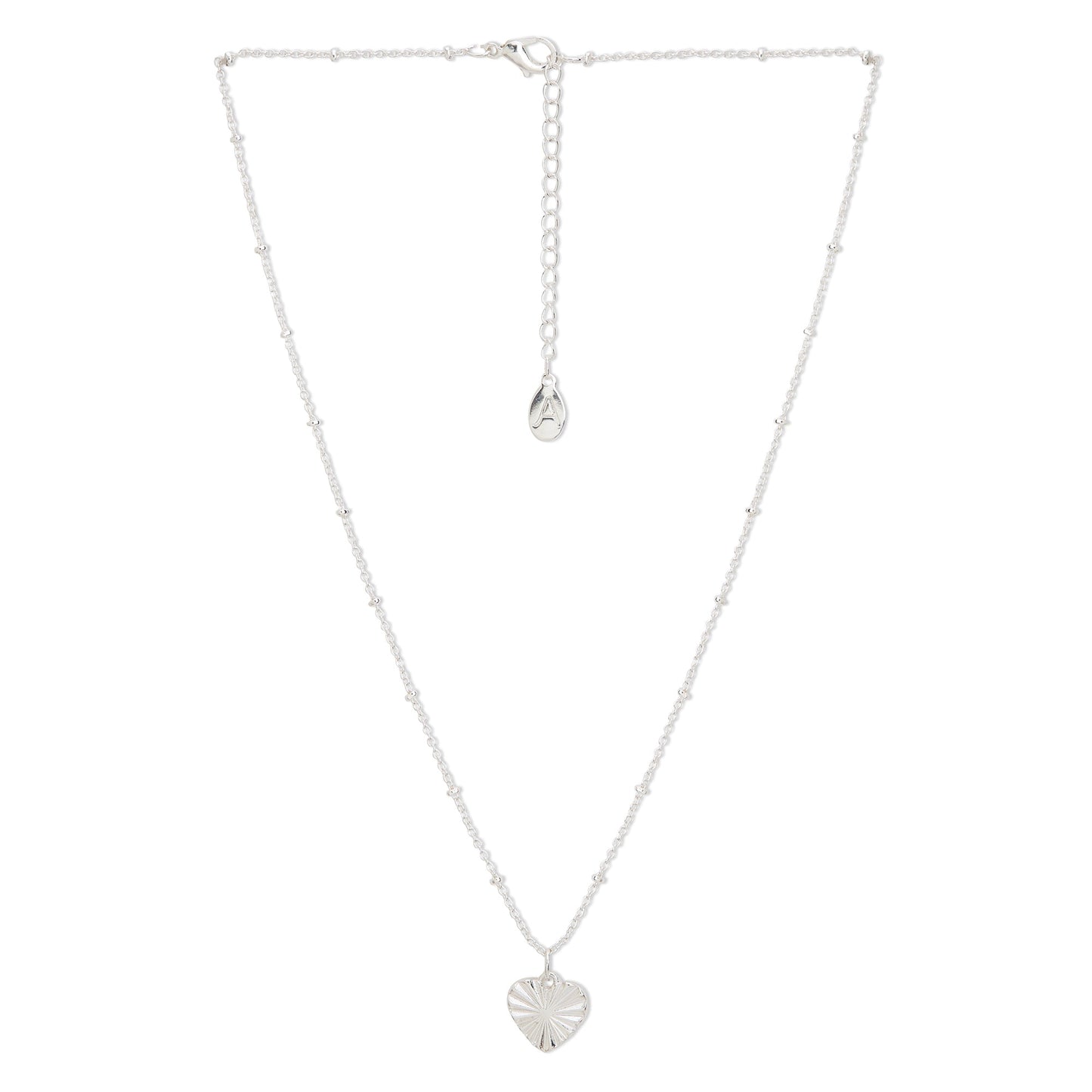 London Women's Silver Textured Heart Pendant Necklace