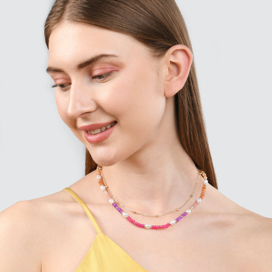 London Women's Multi Layered Pearl And Stone Necklace