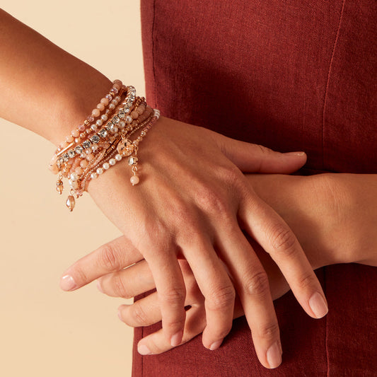 London Women's Multi Pastel Beaded Luxe Stretch Bracelet Pack