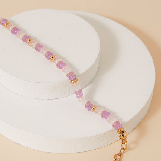 London Women's Pink Facet Bead Clasp Bracelet