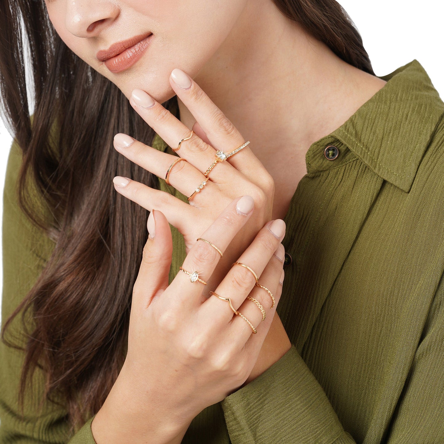 London Women's Gold Crystal Ring Pack Large