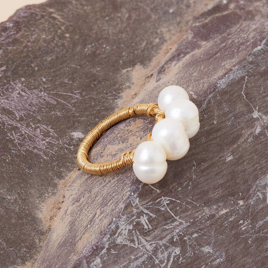 London Women's Multi Fresh Water Pearl Ring-Small