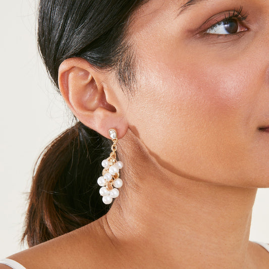 London Women's Pearl Cluster Drop Earring