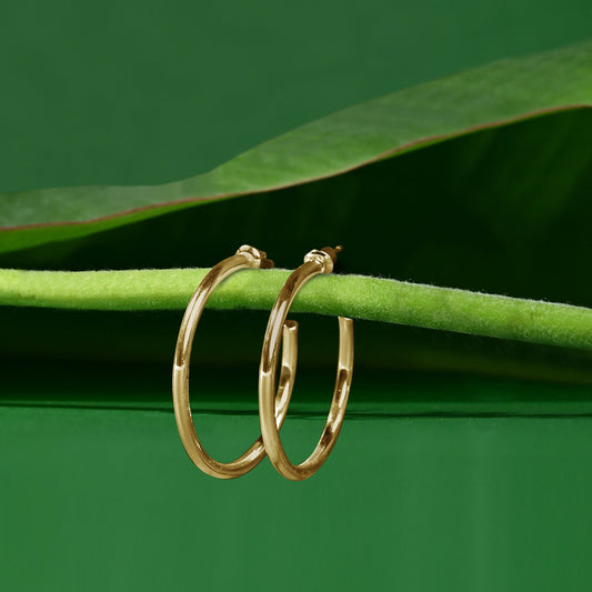 London Women's Gold Medium Tube Hoop Earring