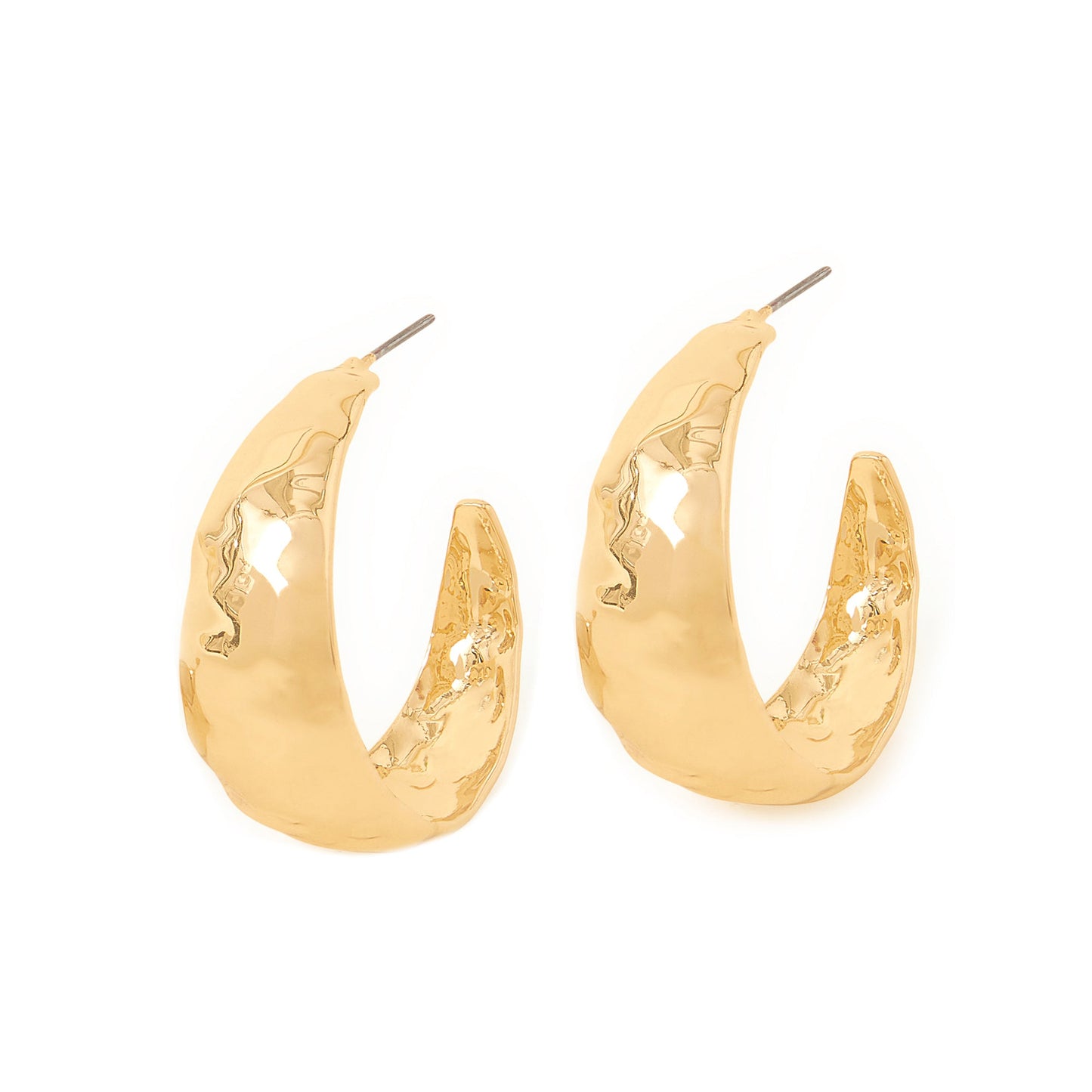 London Women's Chunky Hammered Metal Hoops