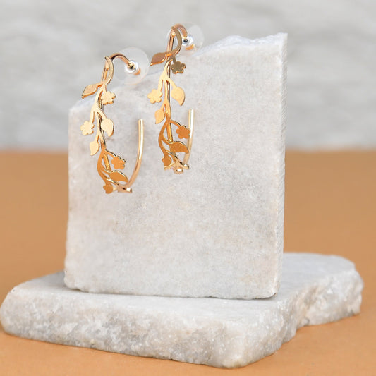 London Women's Floral Overlay Hoop Earrings