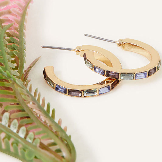London Women's Medium Gem Hoop Earrings