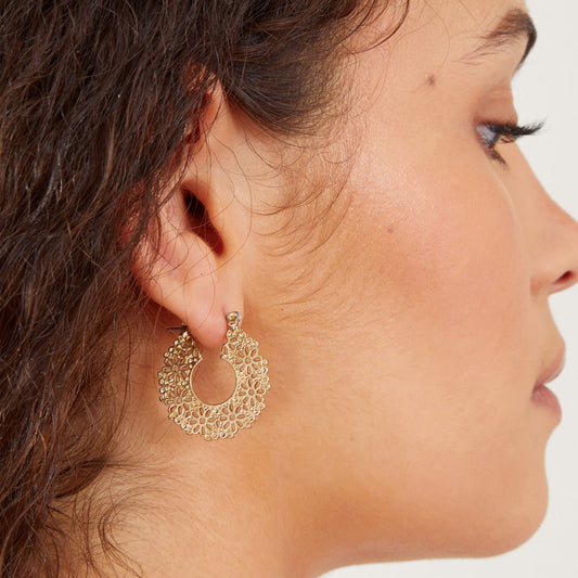 London Women's Flower Cut-Out Hoops