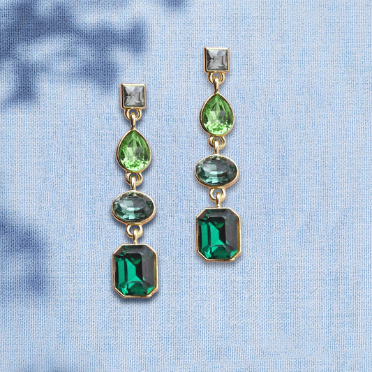 London Women's Eclectic Gem Long Drop Earrings