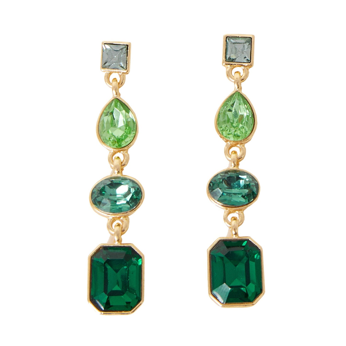 London Women's Eclectic Gem Long Drop Earrings