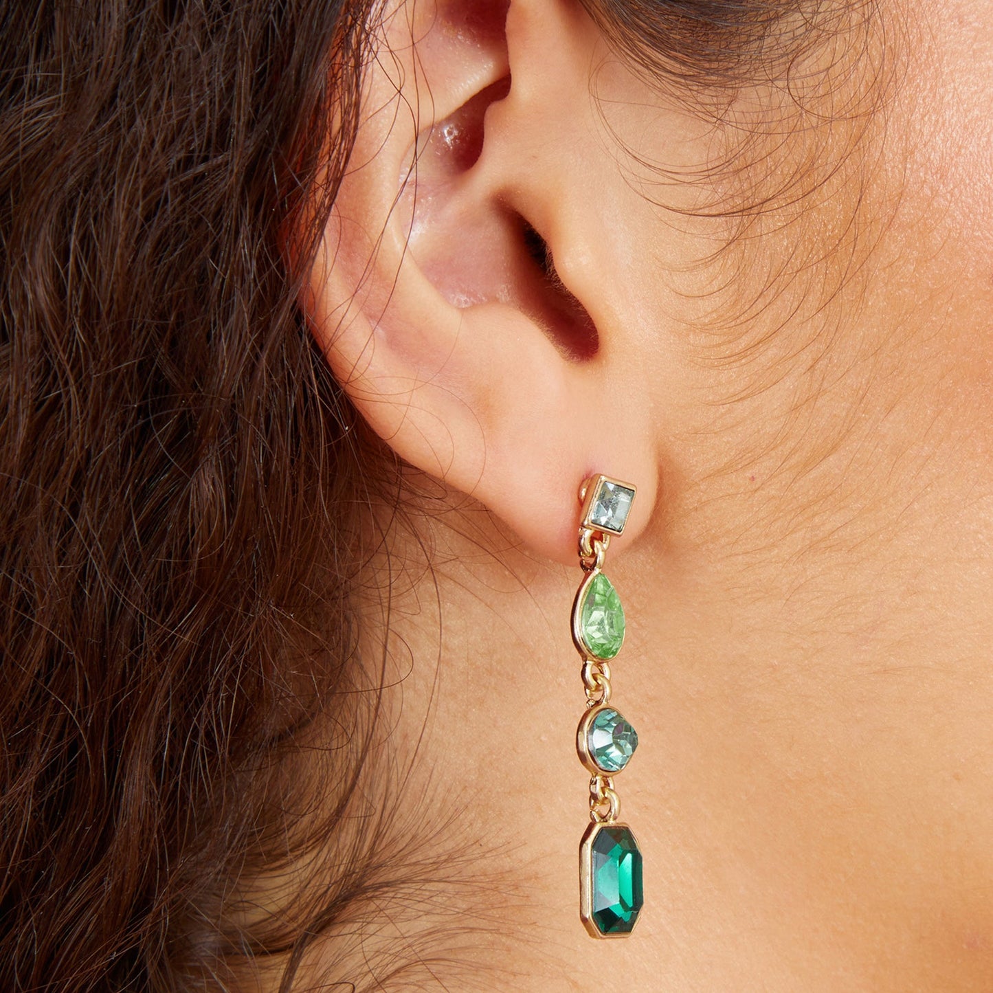 London Women's Eclectic Gem Long Drop Earrings