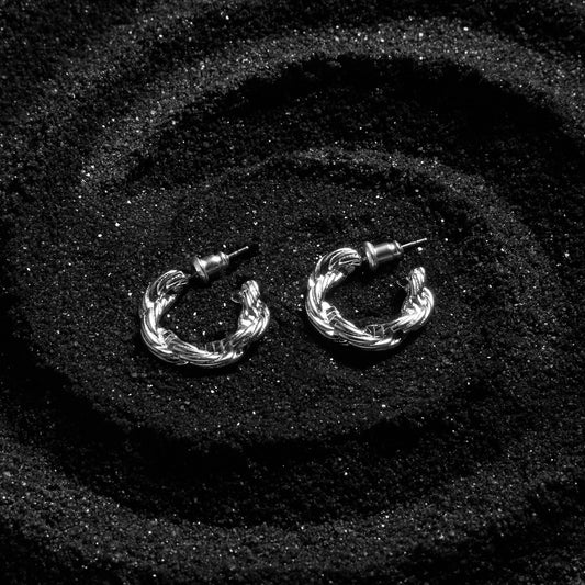 Sterling Silver-Plated Twisted Hoops