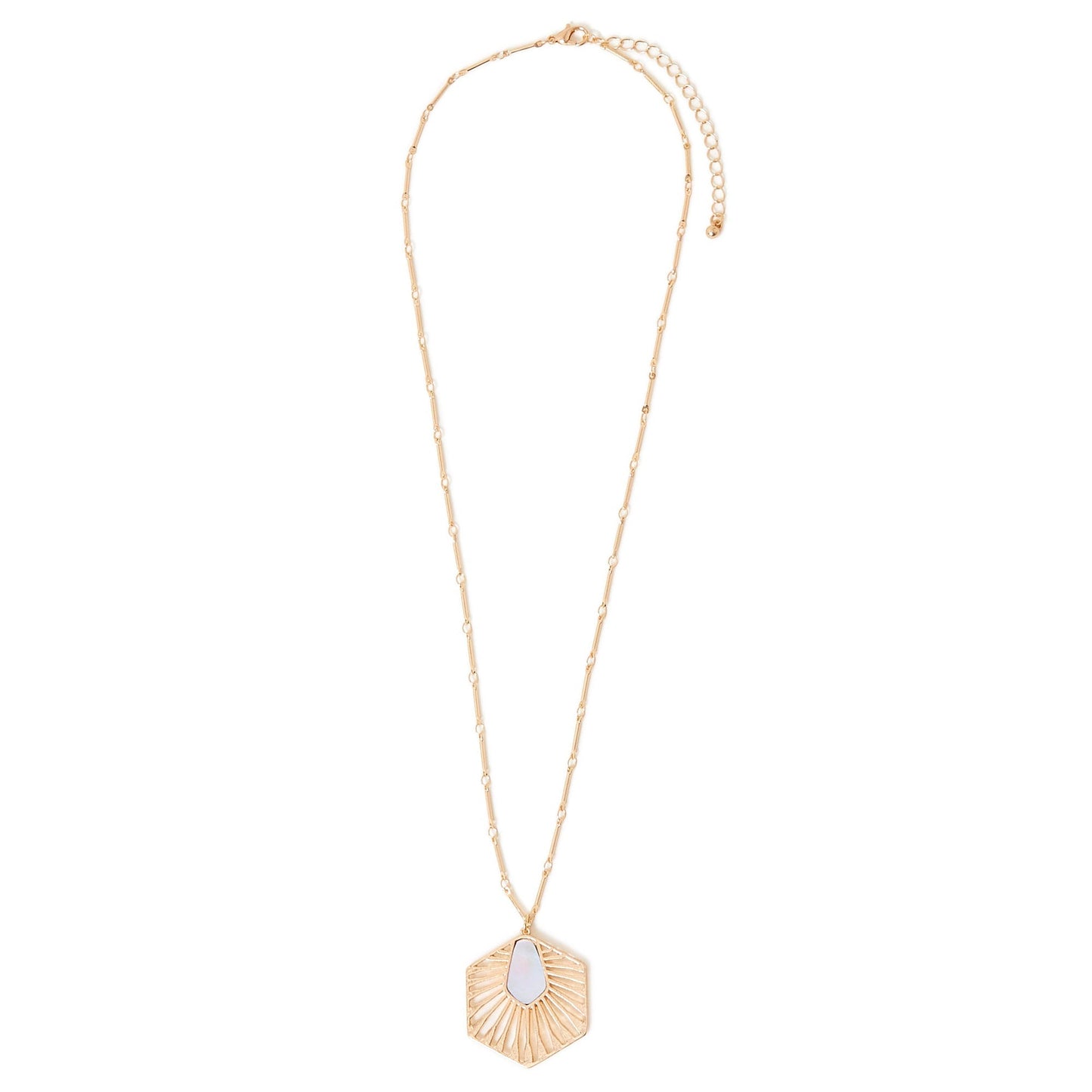 London Women's Pearlised Hexagon Pendant Necklace
