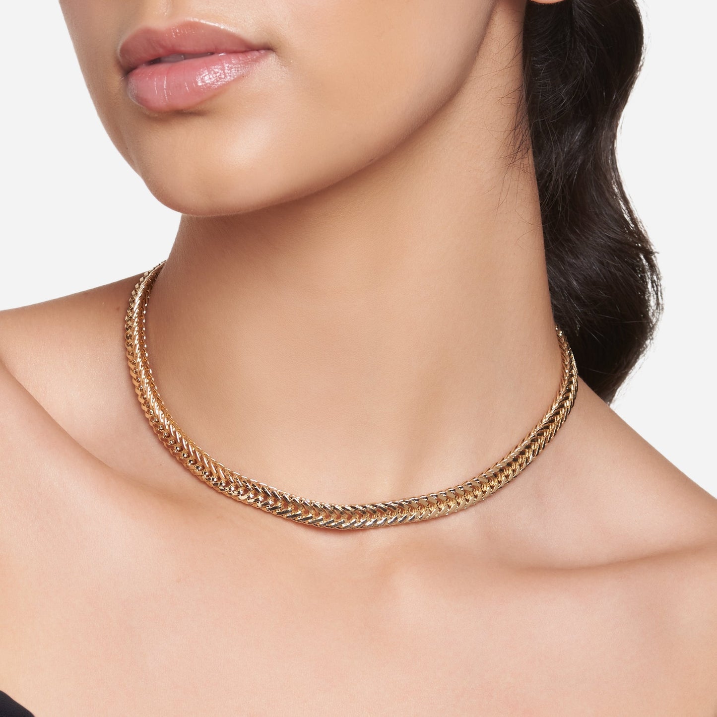 London Women's Gold Weaved Chain Necklace