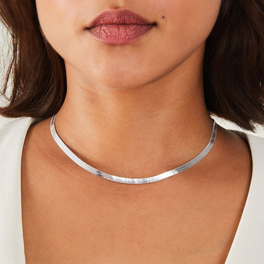 Silver Snake Chain Necklace Silver