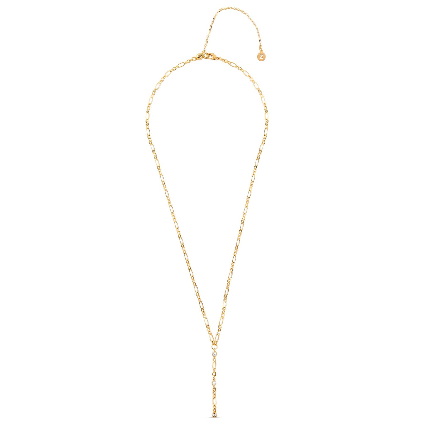 Real Gold-Plated Z Sparkle Y-Chain Necklace