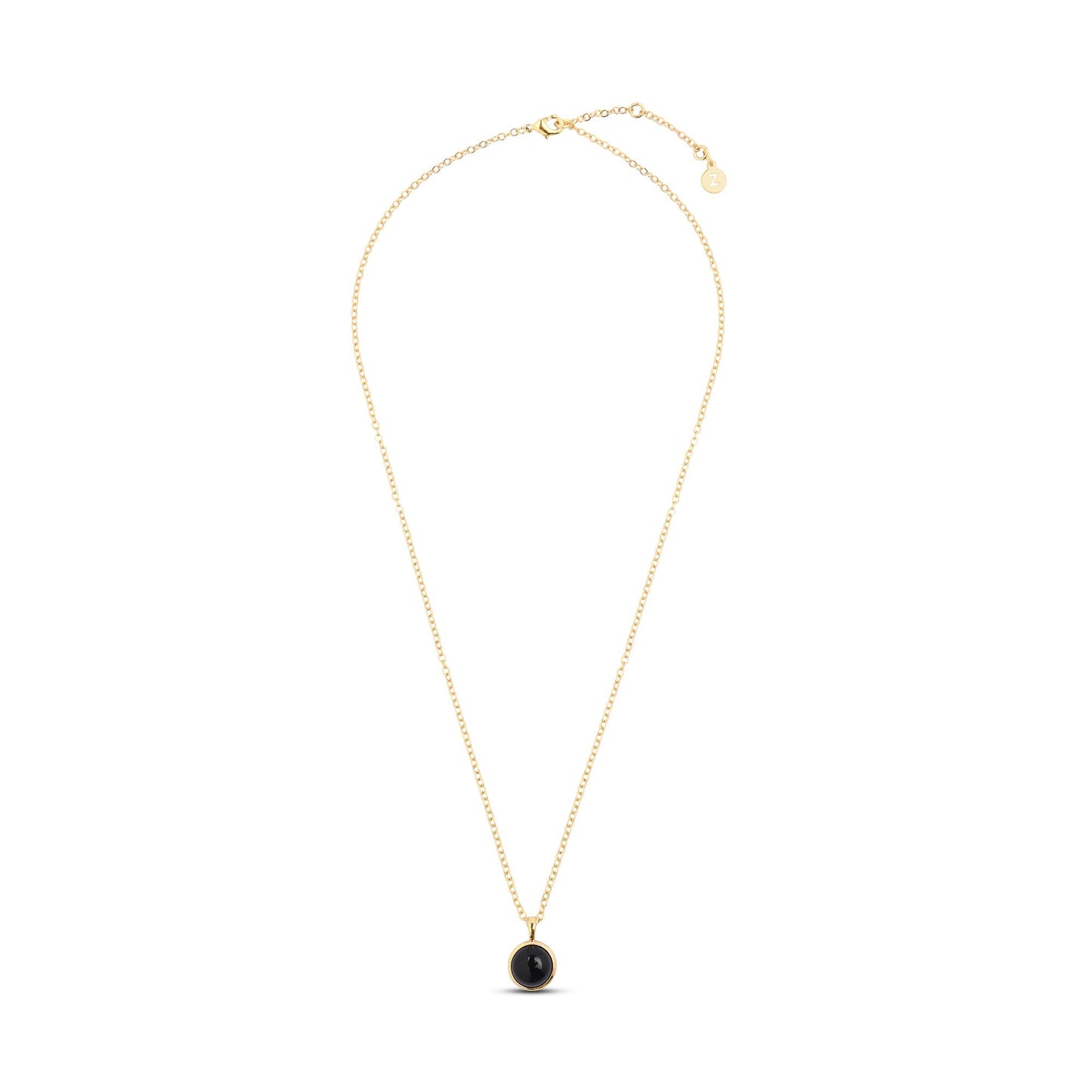 Real Gold Plated Z Black Onyx Pendant Necklace