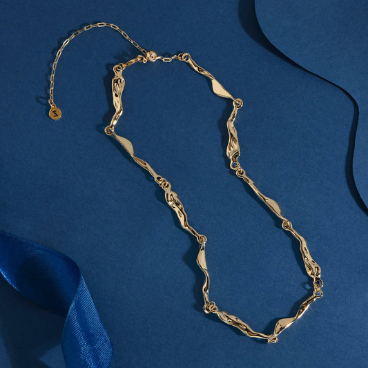 London Women's Z Real Gold Plated Molten Station Necklace