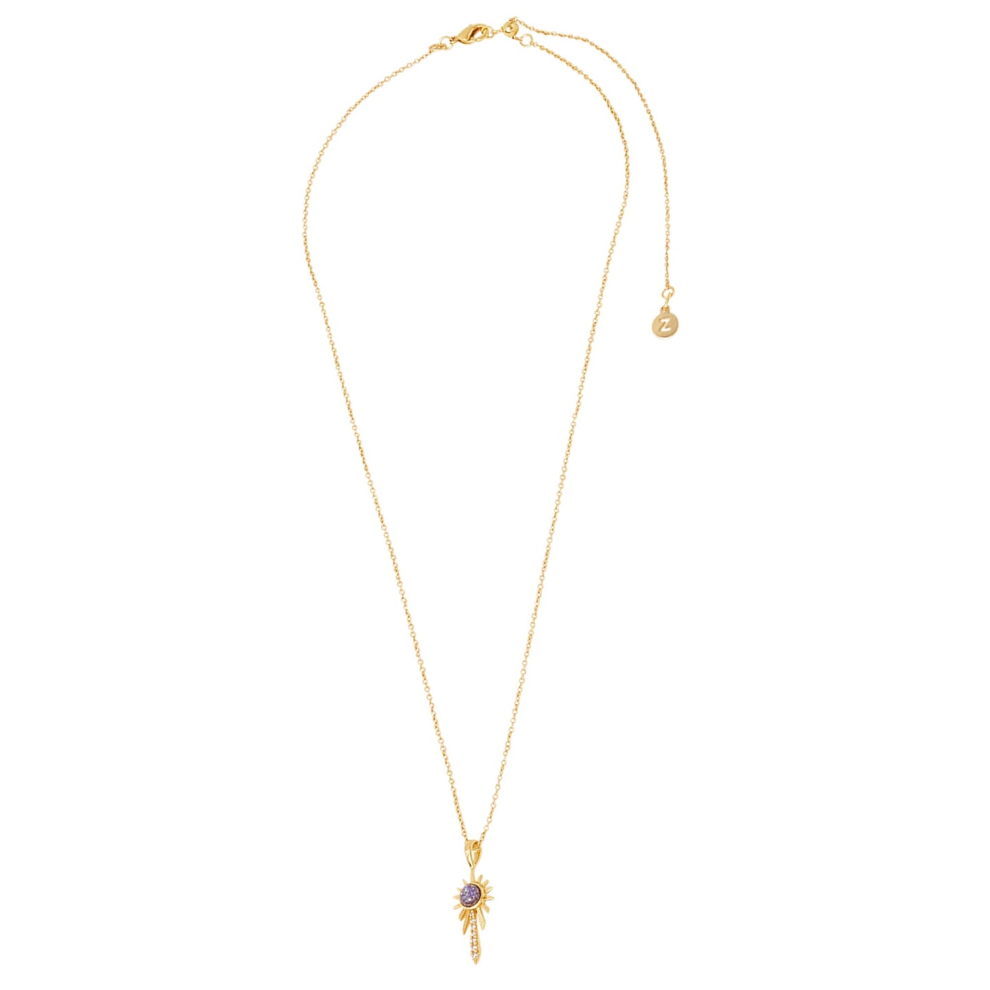 Real Gold-Plated Faux Opal Sunburst Necklace