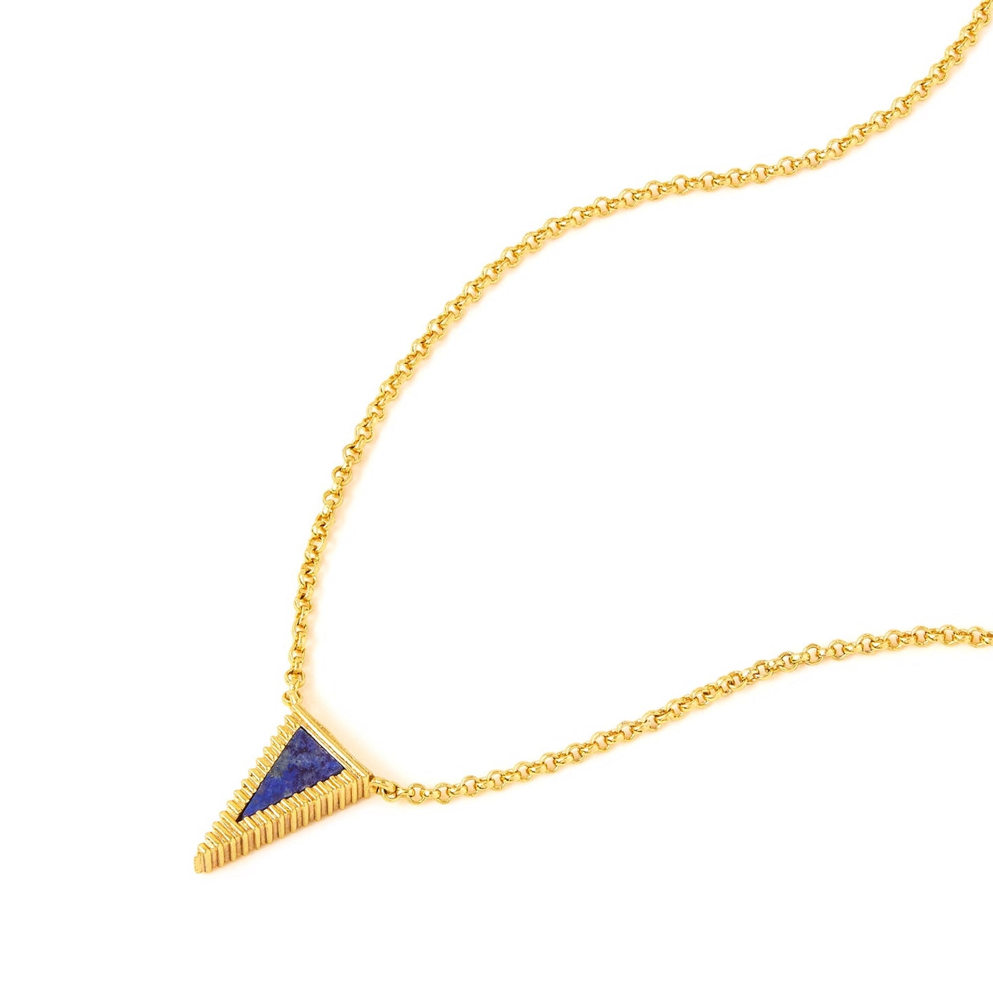 Real Gold-Plated Lapis Triangle Pendant Necklace