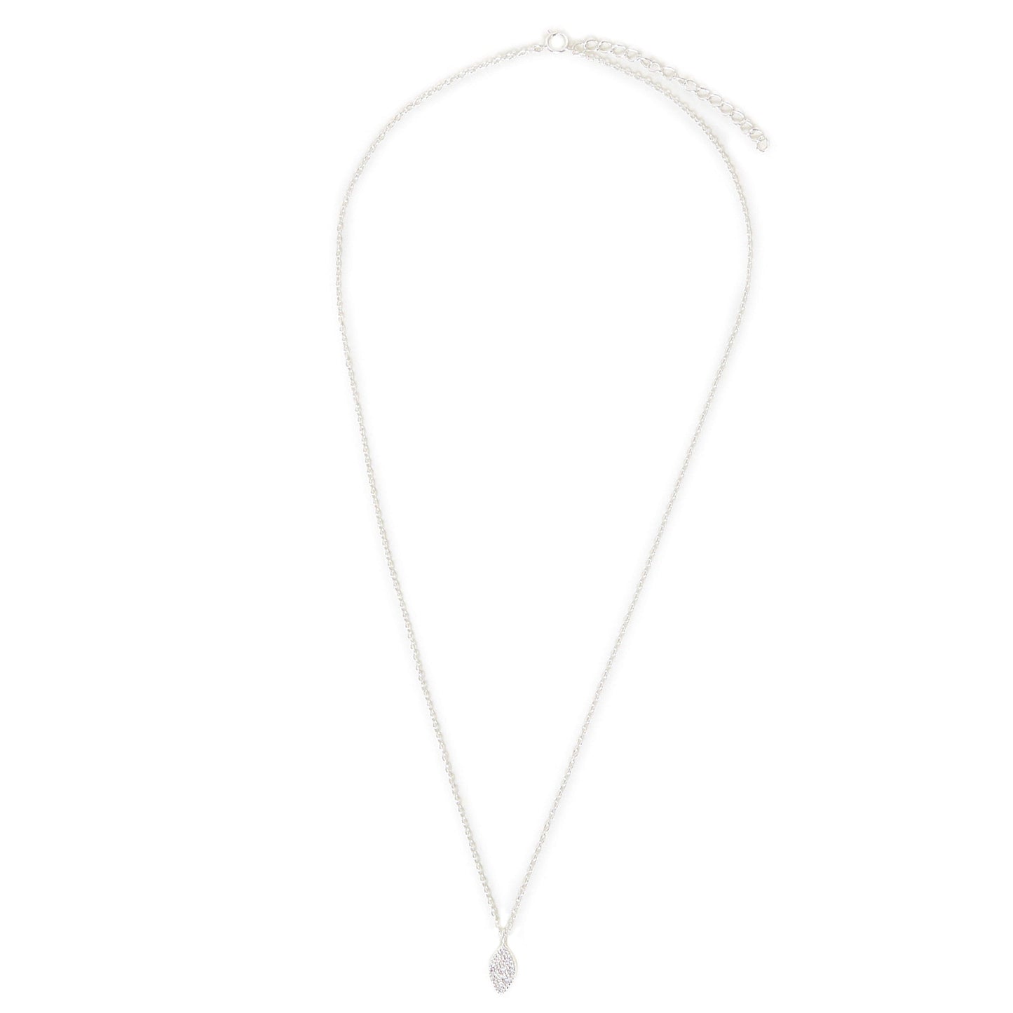 London Women's 925 Sterling Silver Hallmark Cubic Zirconia Marquise Shape Pave Necklace