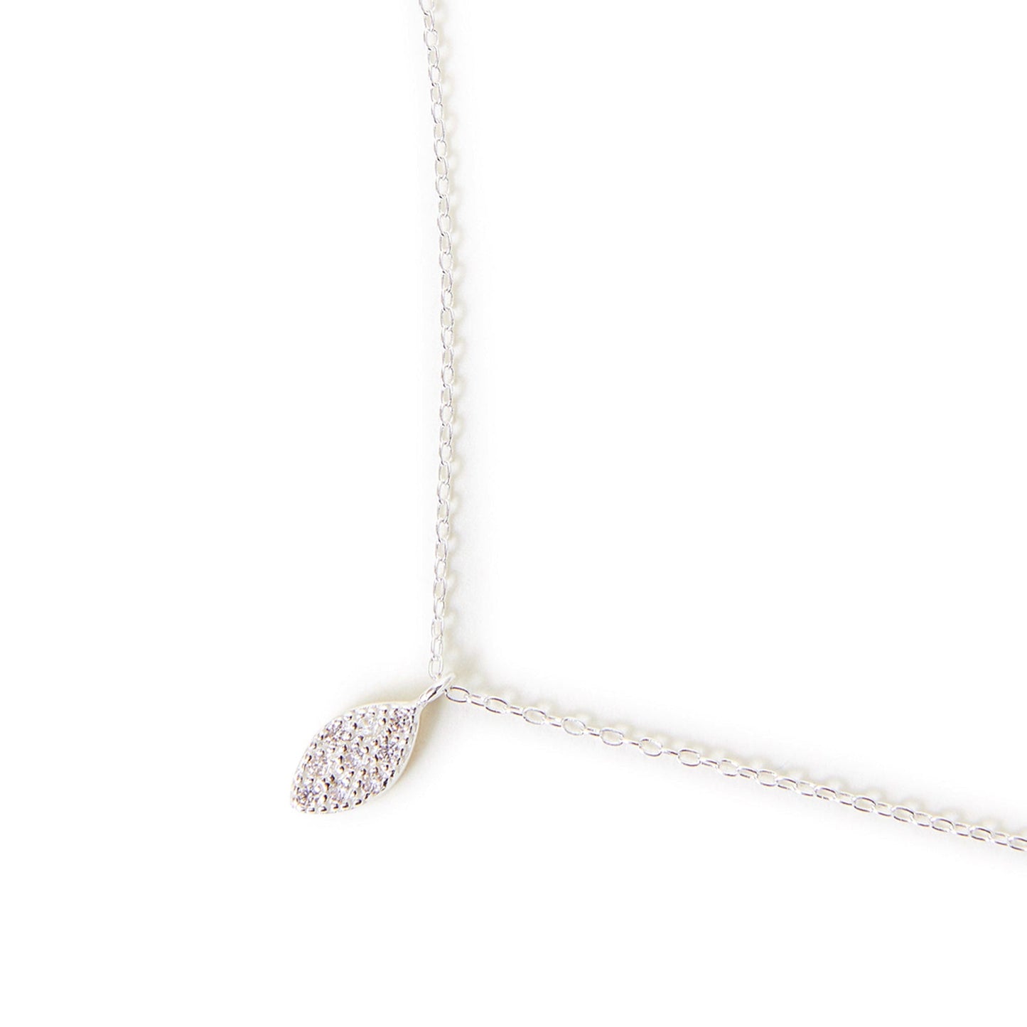 London Women's 925 Sterling Silver Hallmark Cubic Zirconia Marquise Shape Pave Necklace