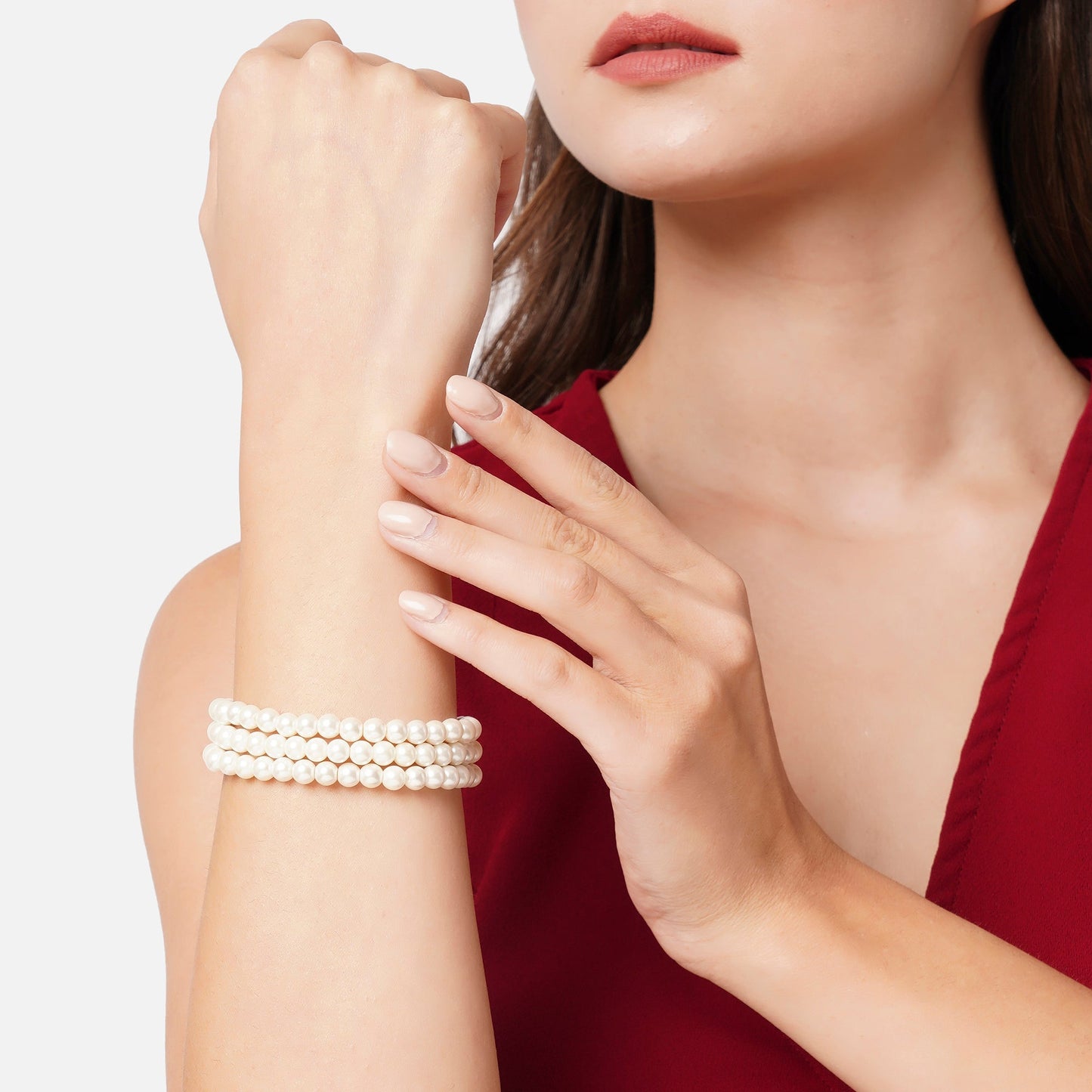 London Women's Pearl Stretch Bracelet Pack of 3