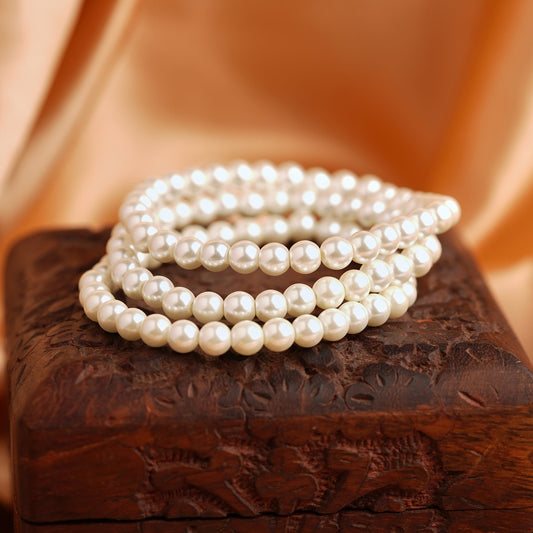 London Women's Pearl Stretch Bracelet Pack of 3