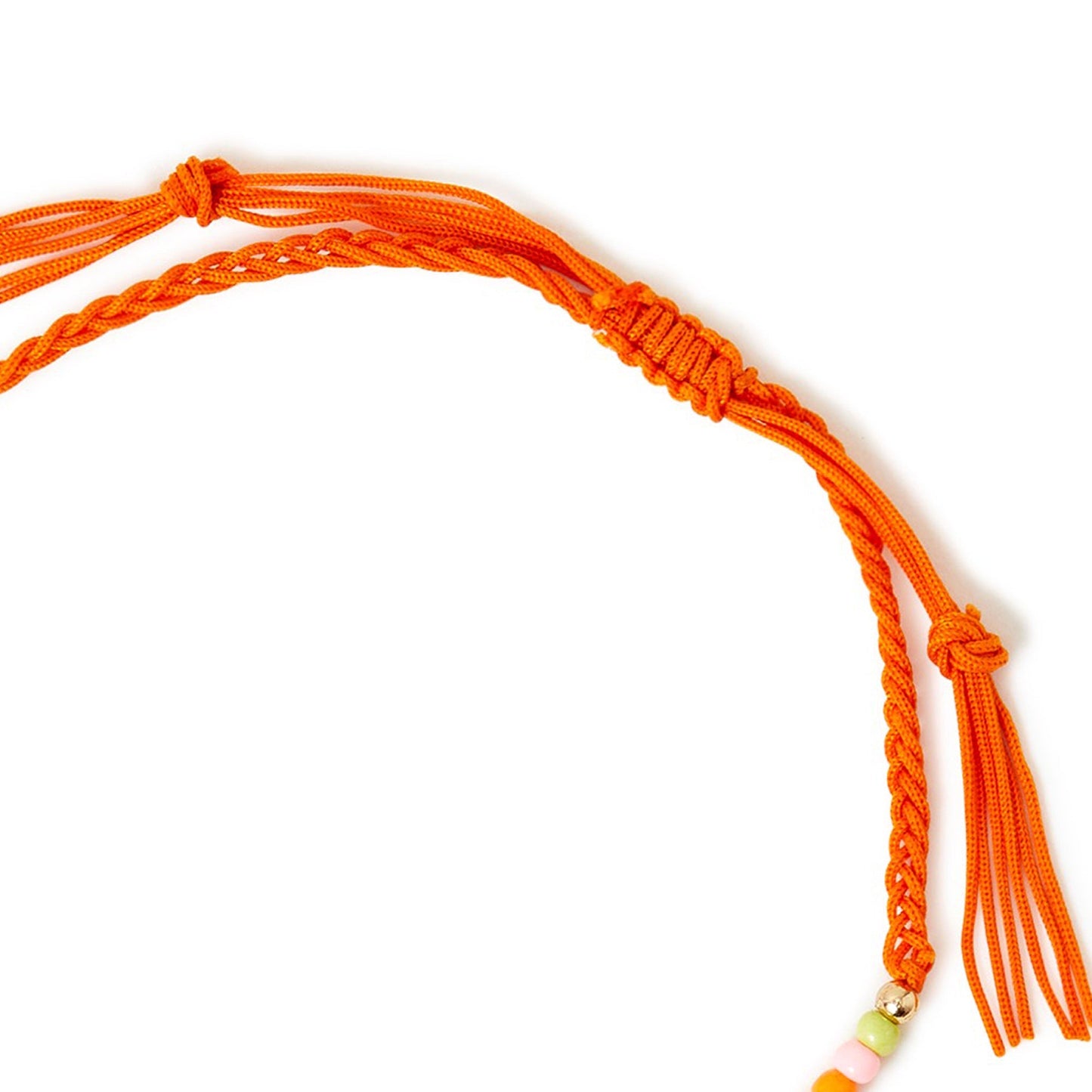 London Women's Orange Bead And Pearl Friendship Anklet