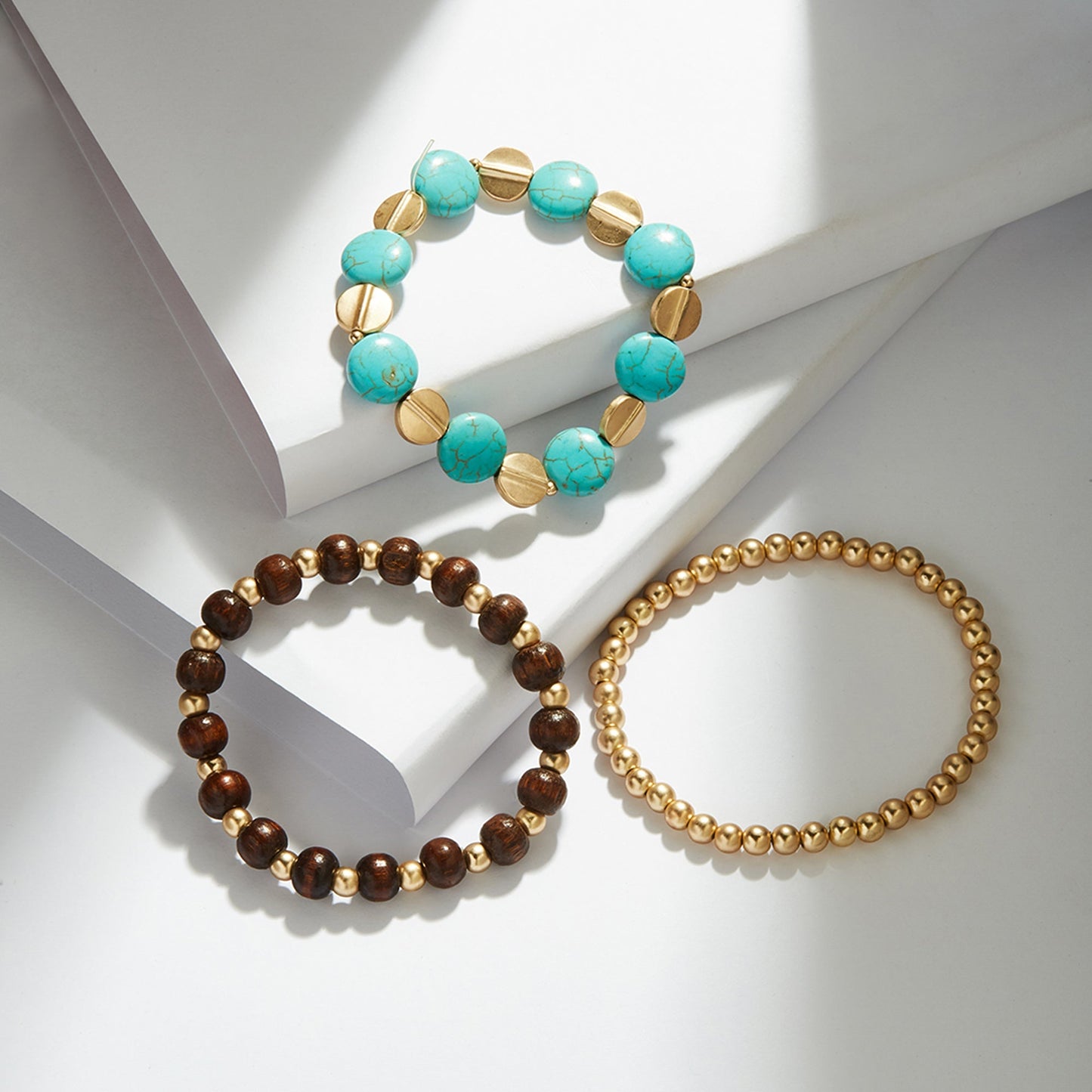 London Women's Wooden Beaded Stretch Bracelets Set Of Three