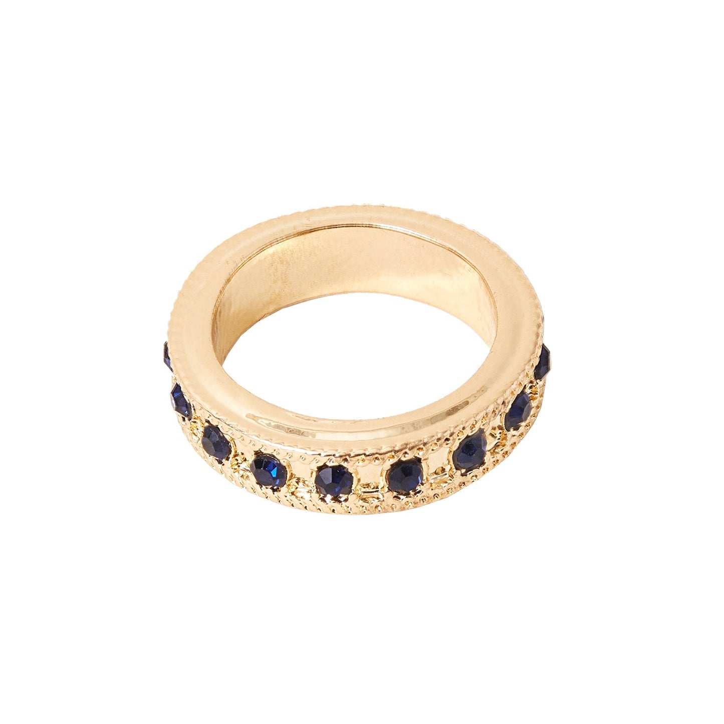London Women's Blue Bevelled Edge Gem Ring-Medium