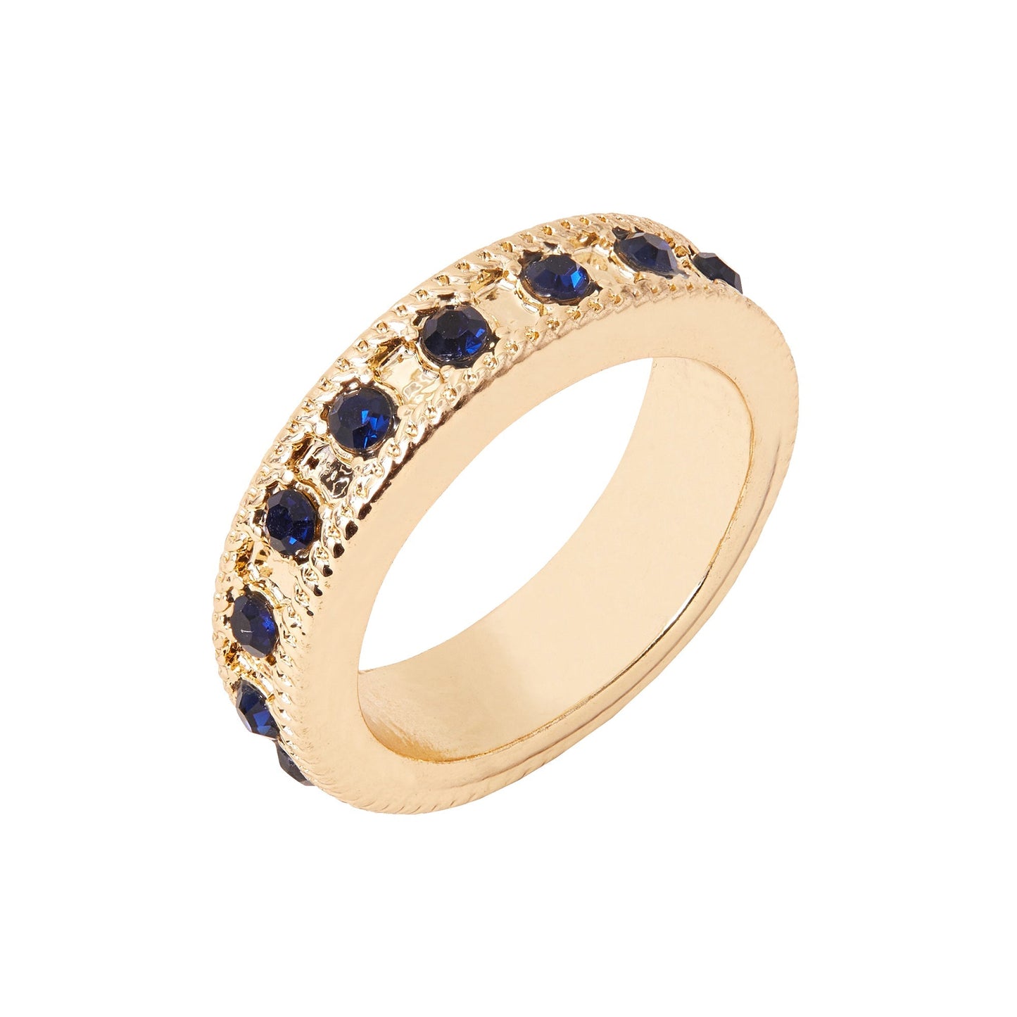London Women's Blue Bevelled Edge Gem Ring-Medium