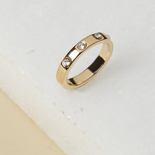 London Women's Chunky Gem Stone Ring Gold-Large