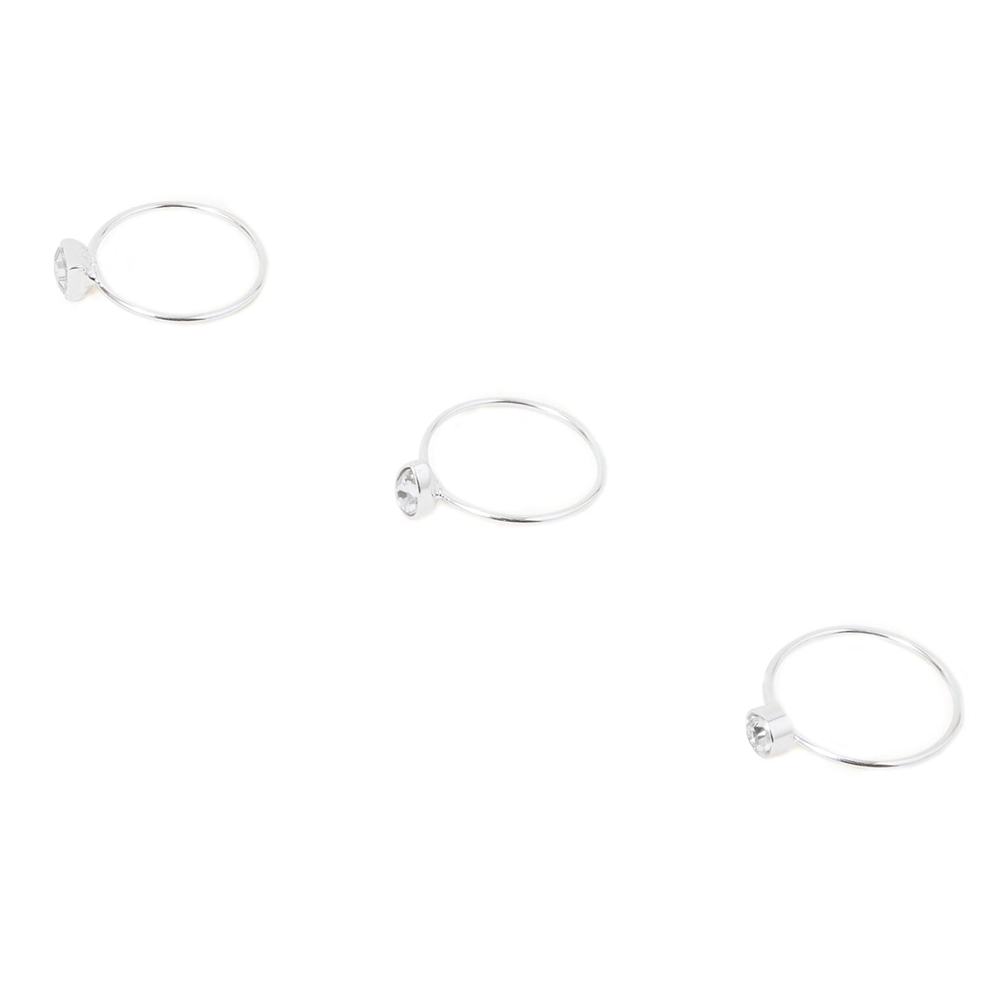 London Women's Silver Fine Gem Stacking Rings Set Of Three-Medium