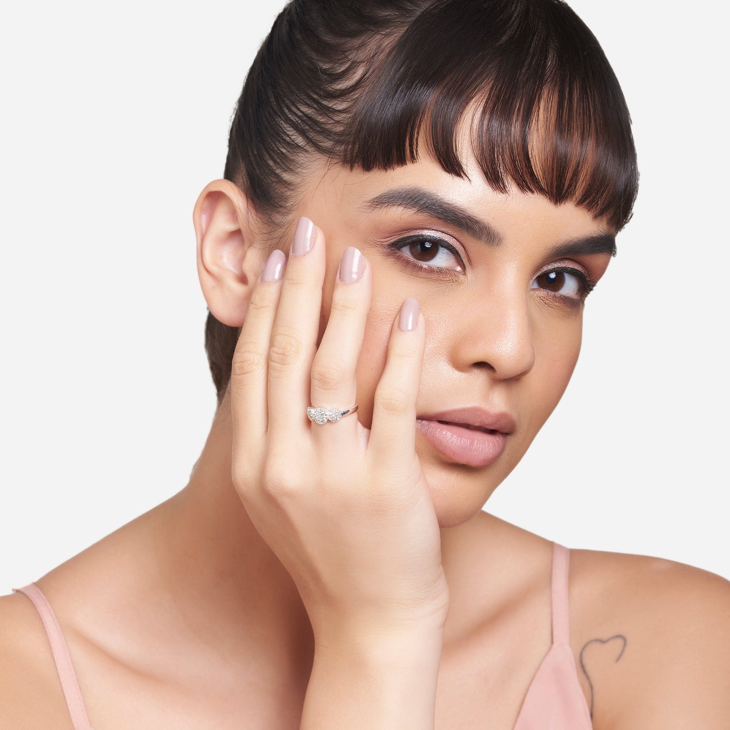 London Women's Silver Gem Disc Ring-Large