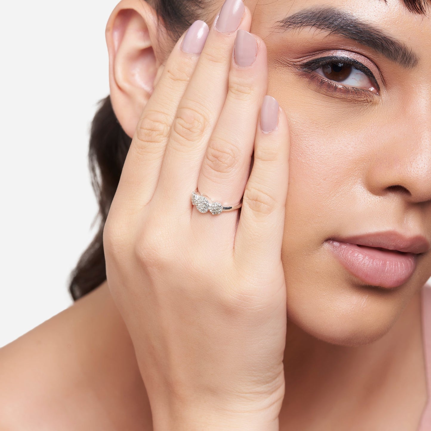 London Women's Silver Gem Disc Ring-Large