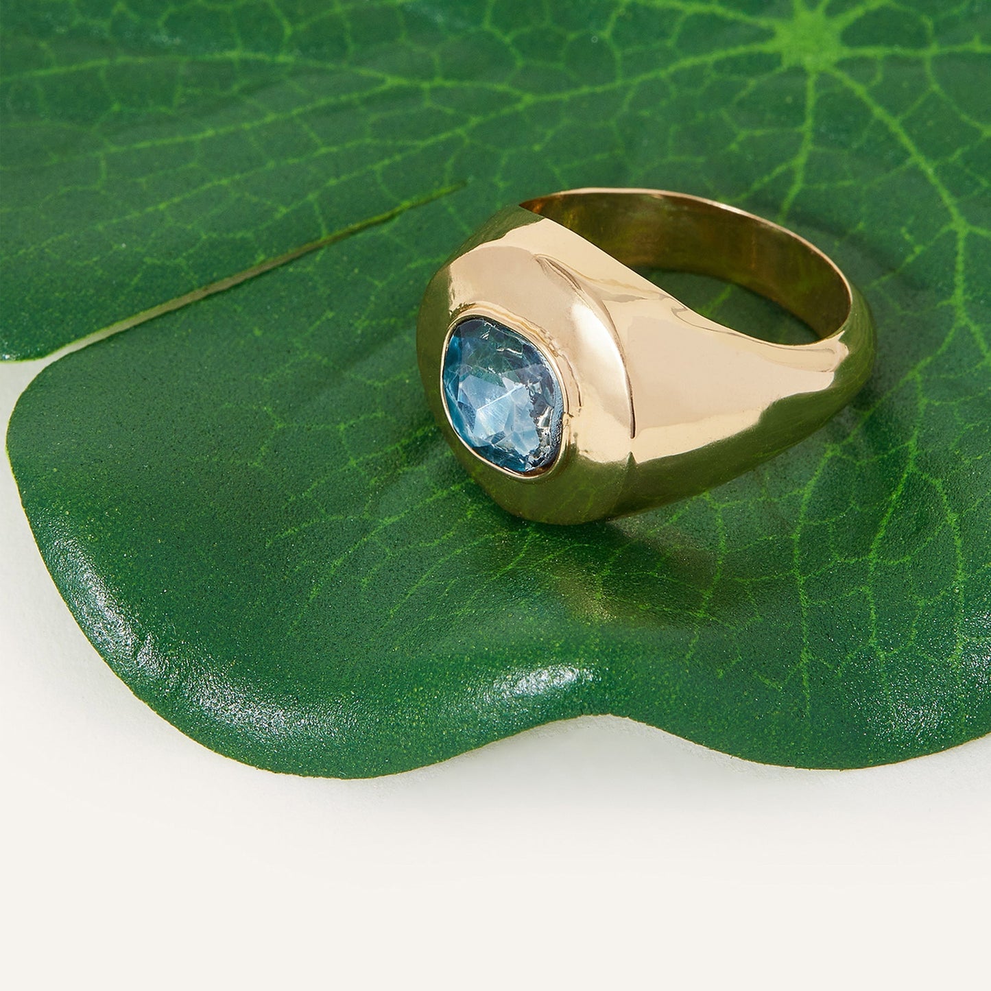 London Women's Blue Chunky Gem Ring-Medium