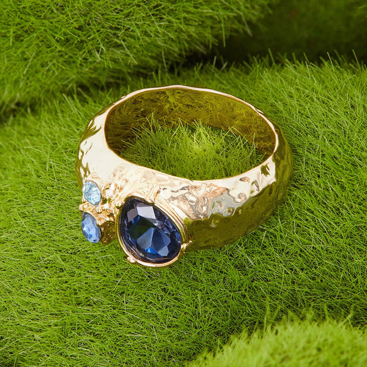 London Women's Chunky Gem Ring Blue-Large