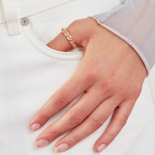London Women's Textured Circles Rings Gold-Medium