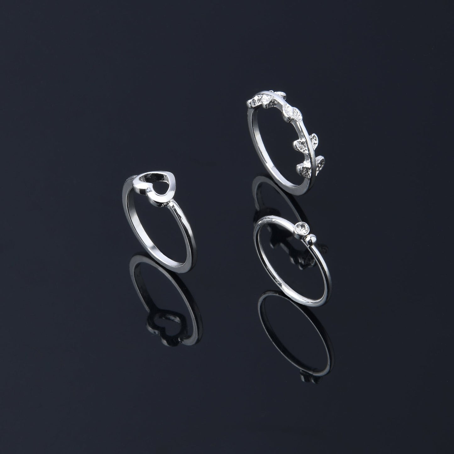 London Women's 3 X Heart Vine Rings-Medium