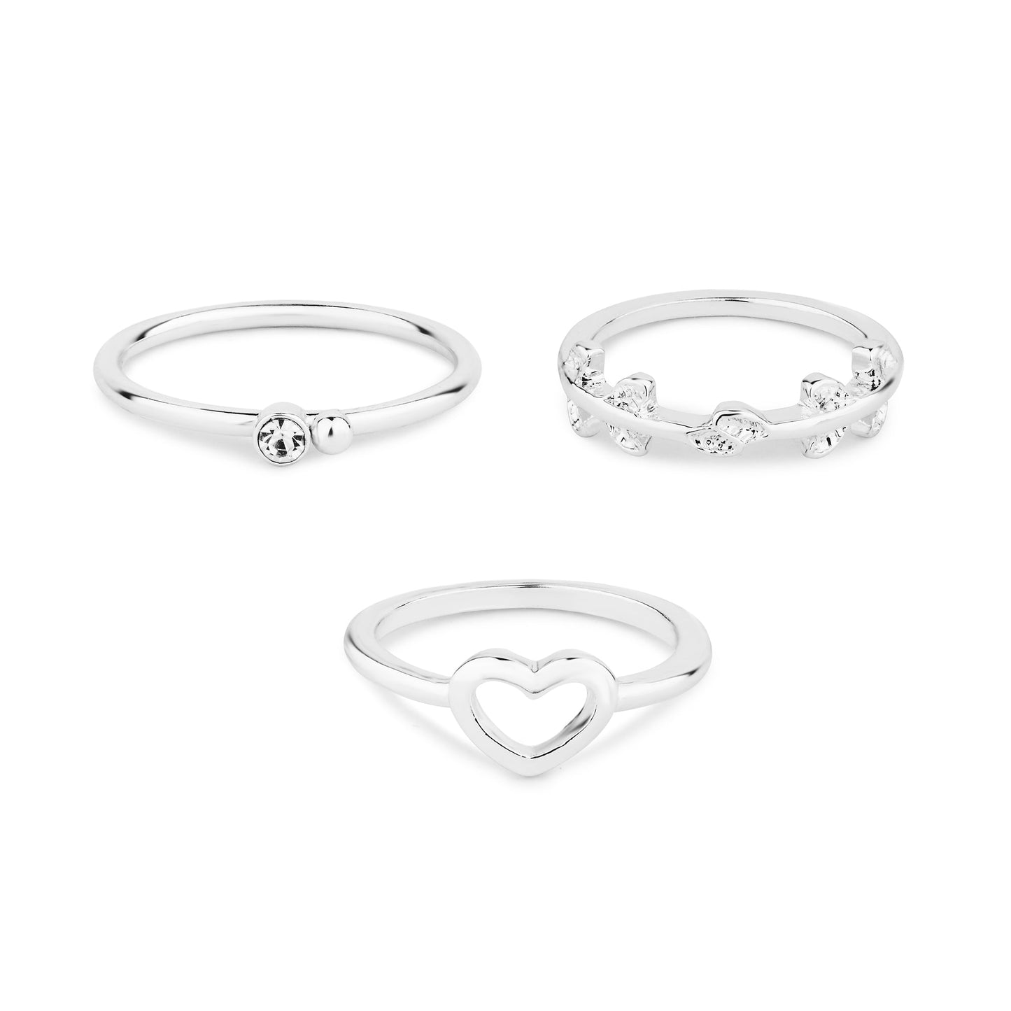 London Women's 3 X Heart Vine Rings-Medium