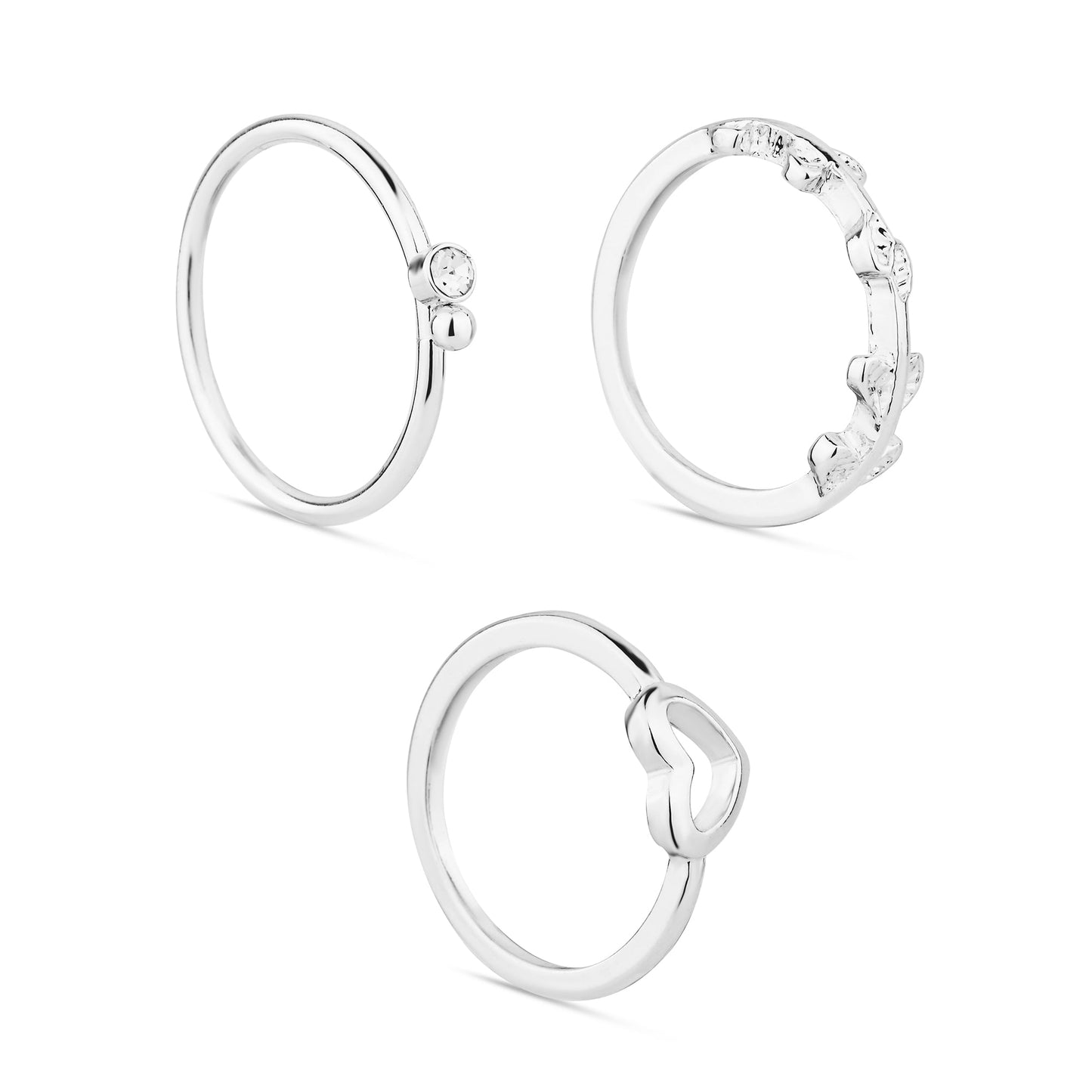 London Women's 3 X Heart Vine Rings-Medium