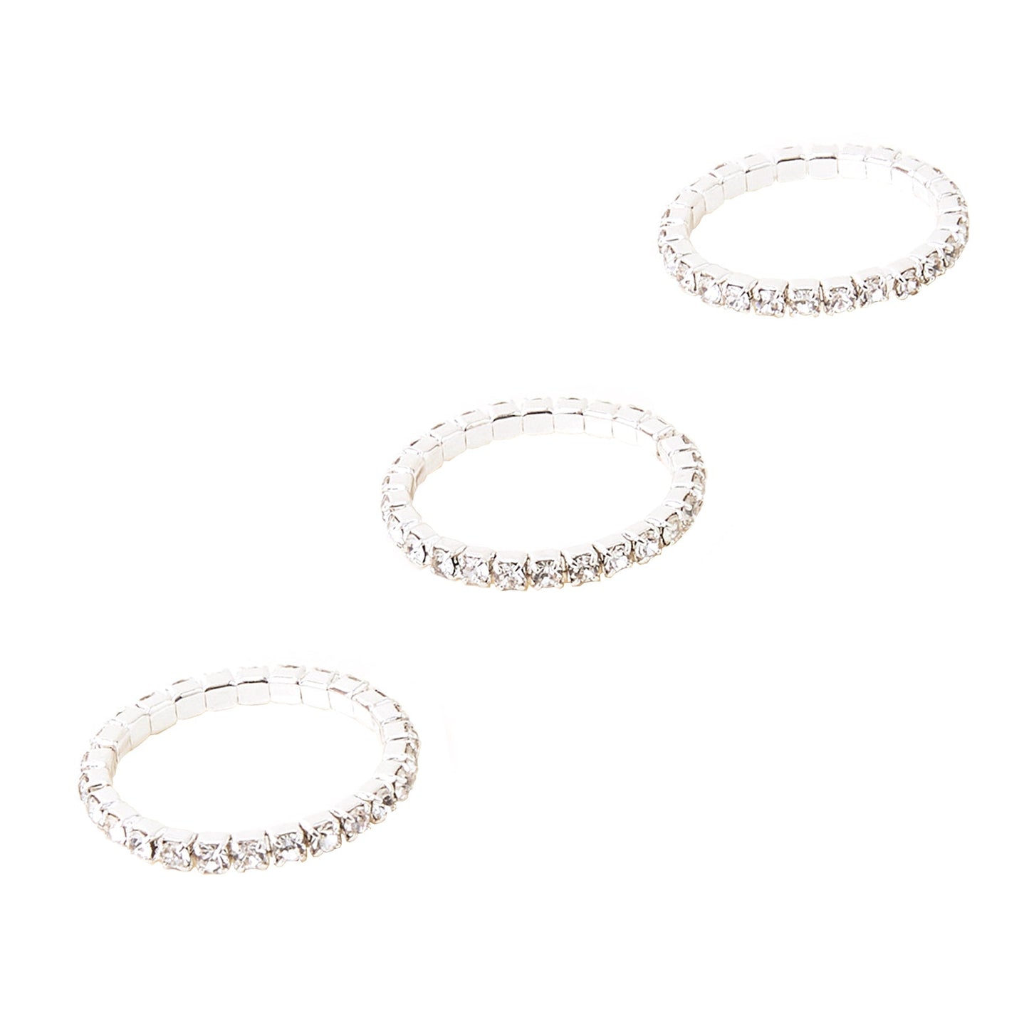 London Women's Crystal Sparkle Rings Set Of Three White-Medium
