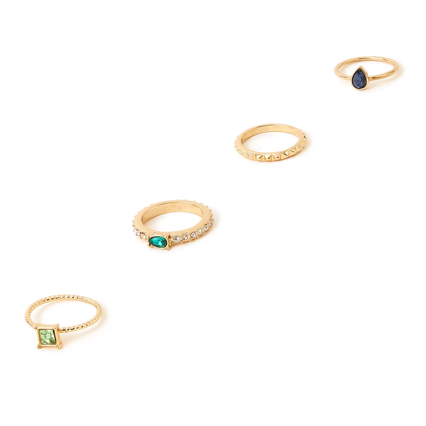 London Women's Mini Gem Stacking Rings 4 Pack Multi-Large