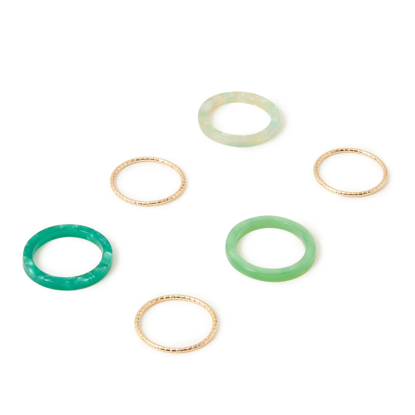 London Women's Mixed Rings 6 Pack Green-Large