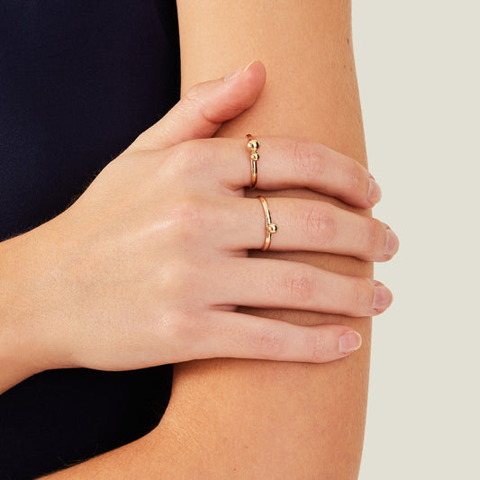 London Women's Beaded Rings Set Of Three Gold-Small