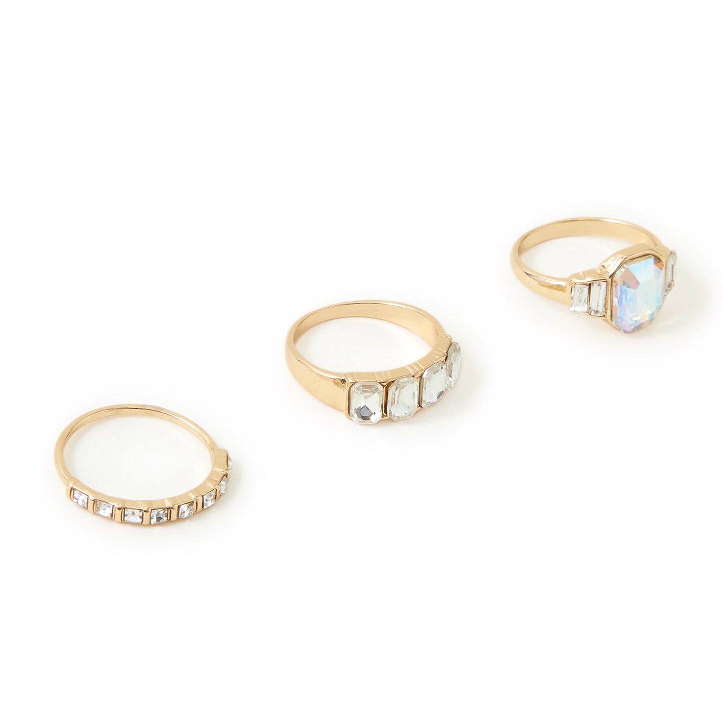 London Women's Jewel Embellished Rings Set Of Three White-Small