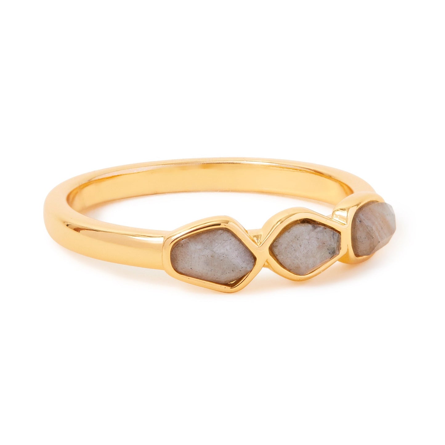 Real Gold Plated Gold Z Healing Stone Nugget Ring Labradorite-Medium